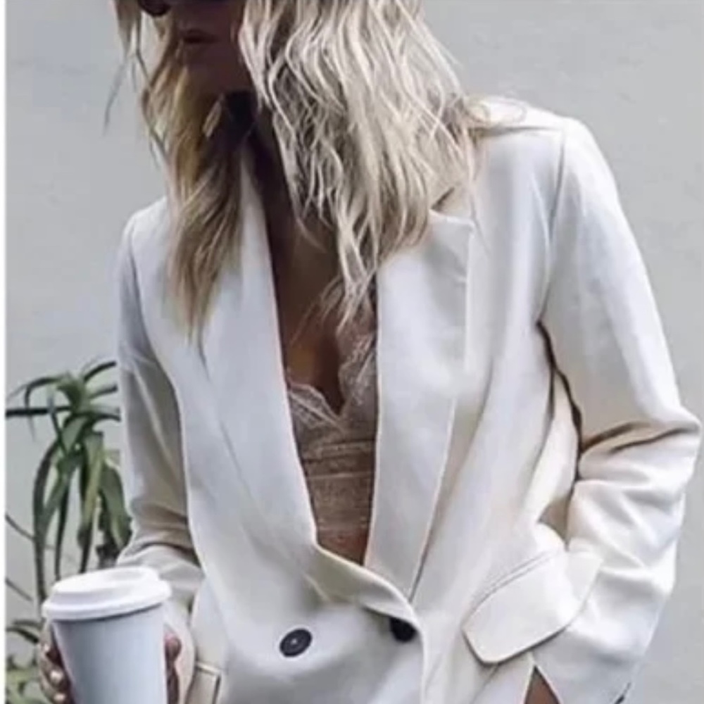 Zara Cream Double-Breasted Blazer